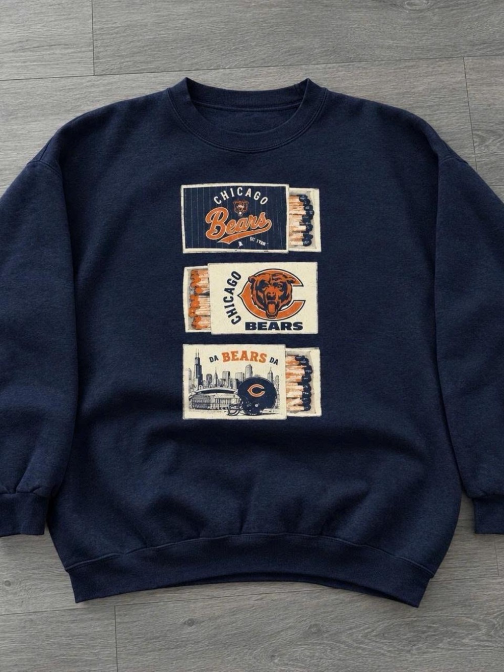 Gildan Navy Chicago Bears Graphic Crewneck